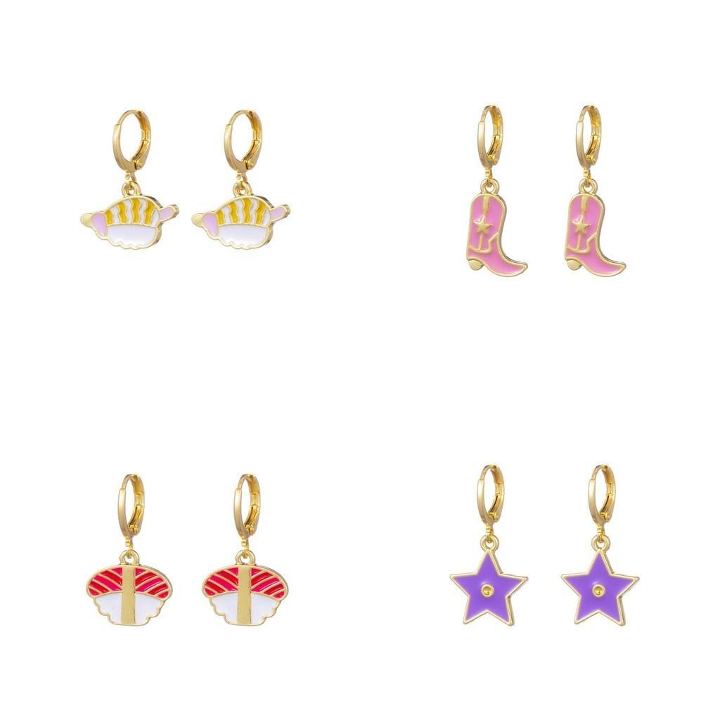 Стильные европейские и американские серьги из сплава с геометрическими формами, дизайном «роза», «бабочка», «облако»