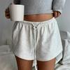 Женские летние свободные удобные повседневные модные однотонные вязаные шорты на пуговицах с поясом