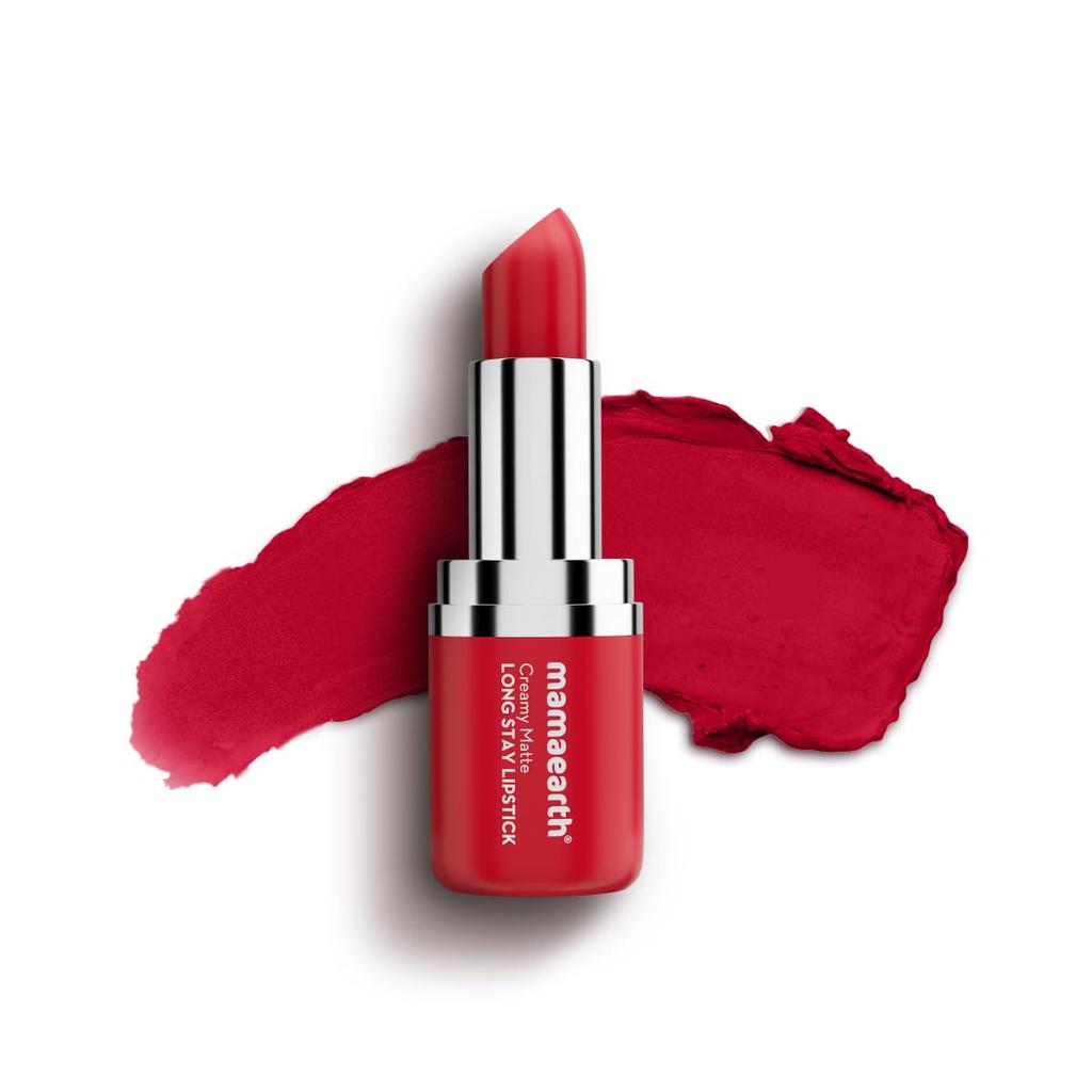 Mamaearth Creamy Matte Long Stay Lipstick 4.2g Ruby Crush Hydrating Non-Drying Flakeproof 8-Hour Color