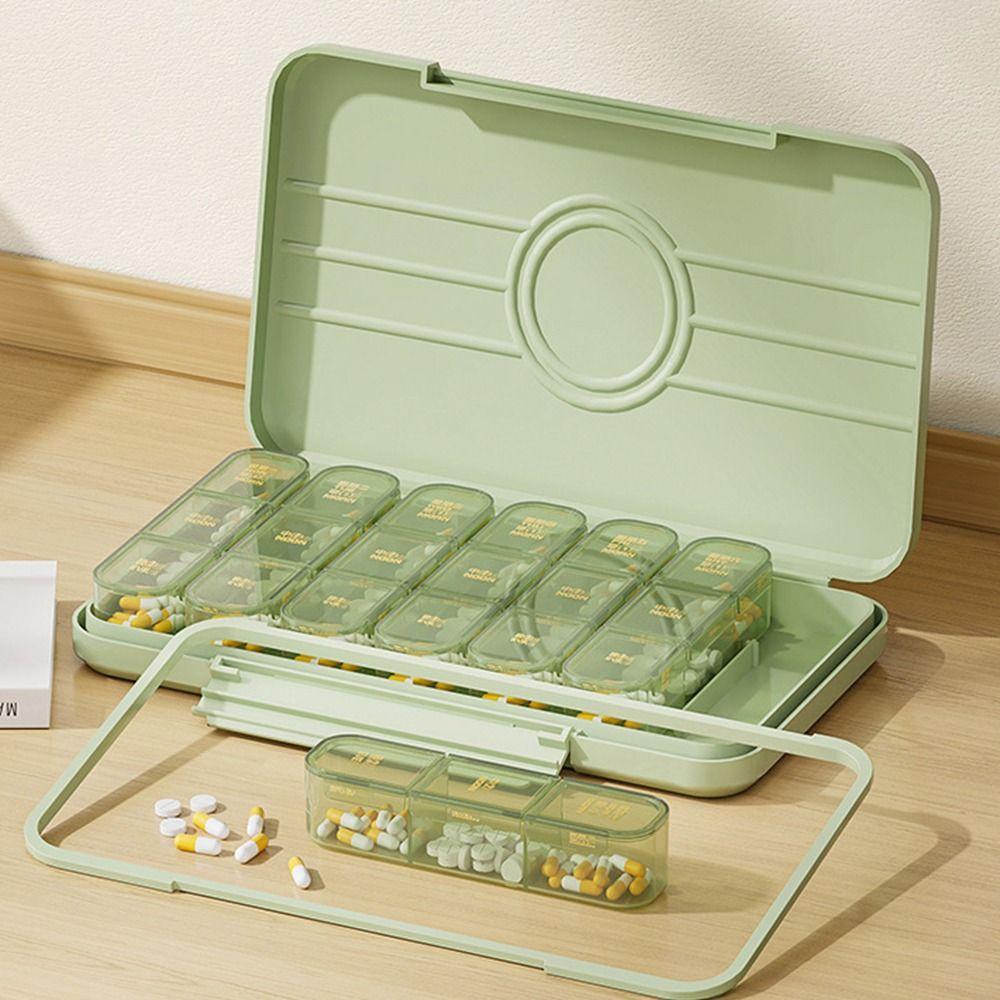 Portable Pill Dispenser Box A Week Sealed Pill Case Easy Open Medicine Storage Containers Outdoor