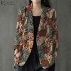 Women Casual Ethnic Print Cotton Linen Long Sleeve Cardigan Outwear