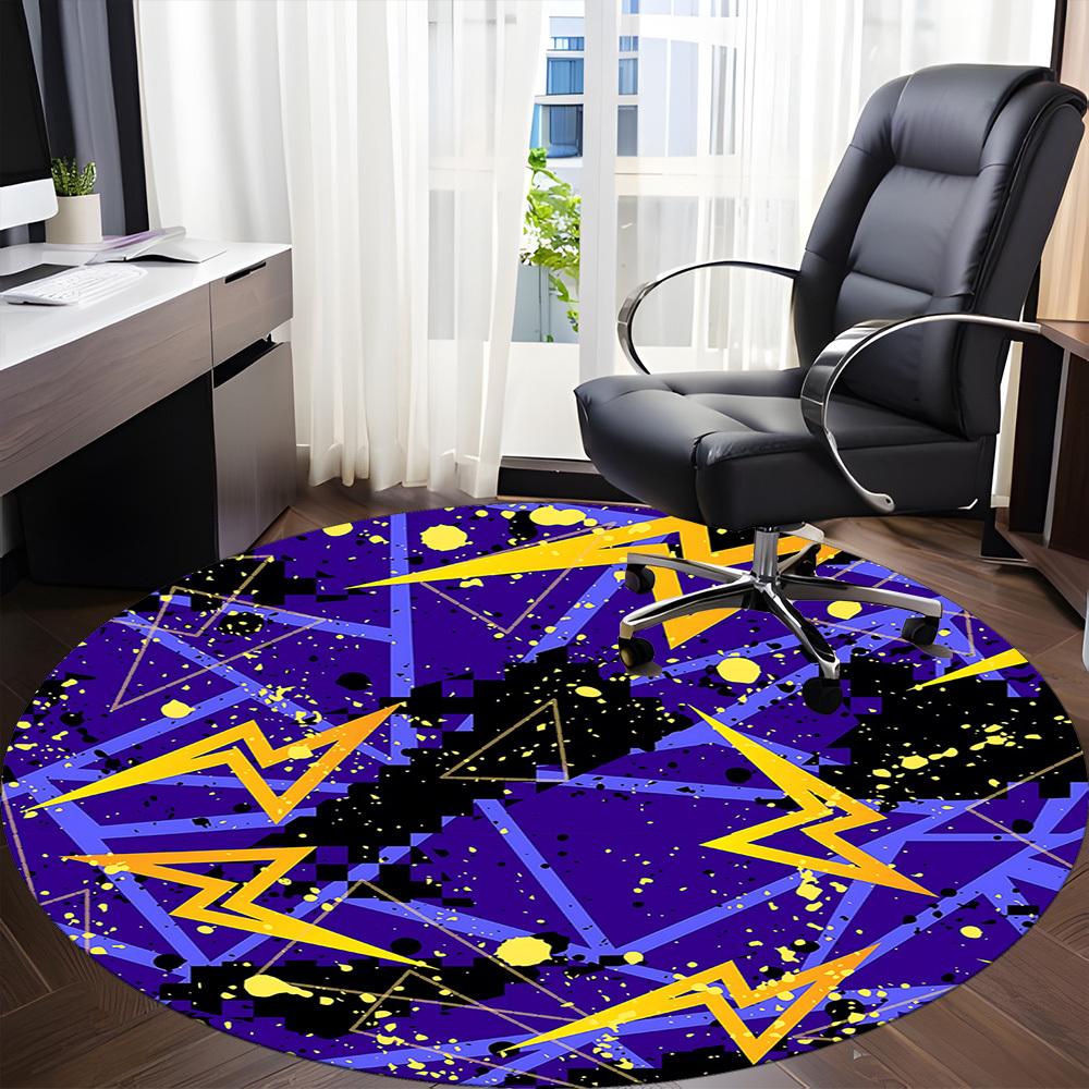 1pc Abstract Geometric Pattern Carpet, Round Non Slip Durable Large Size Office Carpet, Suitable for Office