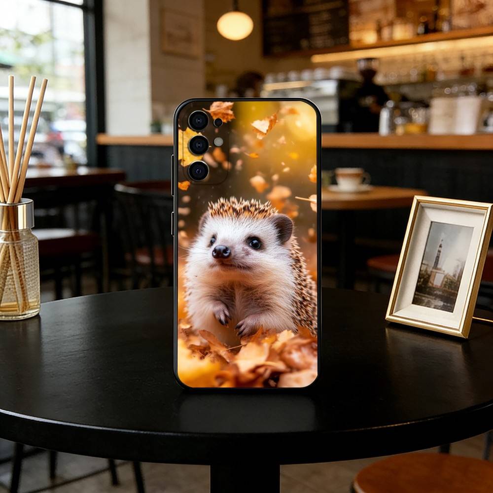 Милый ежик Чехол для телефона Для Samsung S25, S24, S21, S22, S23, S30, Ultra, S20, Plus, Fe, Lite, Note, 10, Черный Чехол