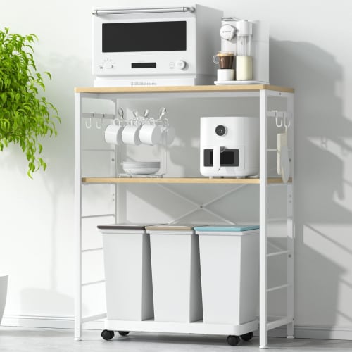 YDH Over-the-Trash Can Rack, 80cm Wide x 40cm Deep x 100cm High, 5-Tier Adjustable Shelf, Kitchen Shelf, Microwave Rack, Rice Cooker Storage, Over-the