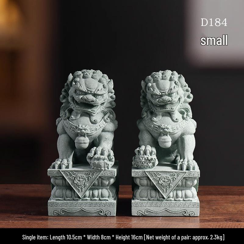 Chinese Green Sandstone & White Marble Lion Ornaments for Fish Tank Decoration