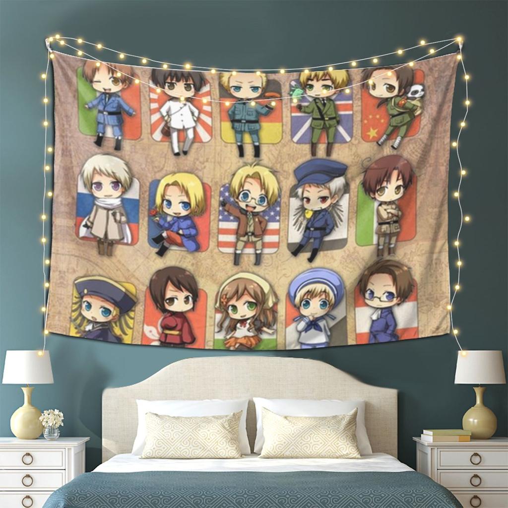 Групповой Гобелен Hetalia Настенное Полотно Эстетичное Украшение Дома Гобелены для Комнаты в Общежитии
