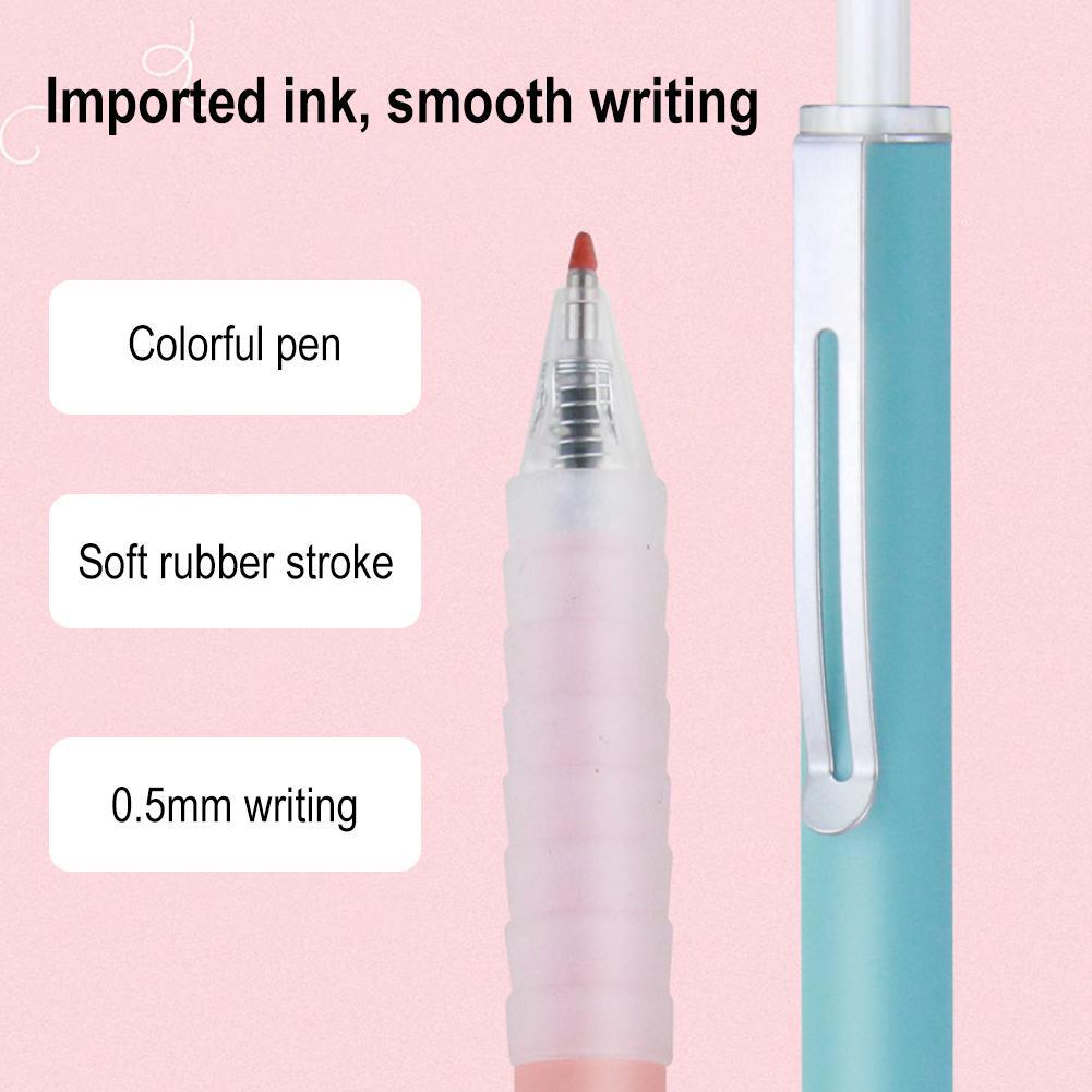 3pcs Press Gel Pen With Metal Pen Clip,Portable Soomthly Ink Pens,Simple Design Stationery Pen For School Office