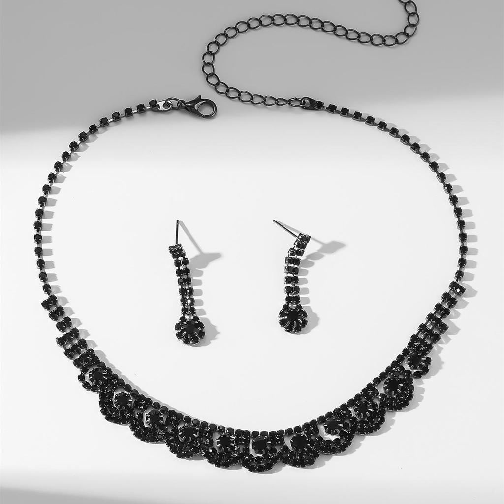 Luxury Bridal Zircon Flower Necklace & Earrings Set - Elegant Wedding Jewelry Accessories