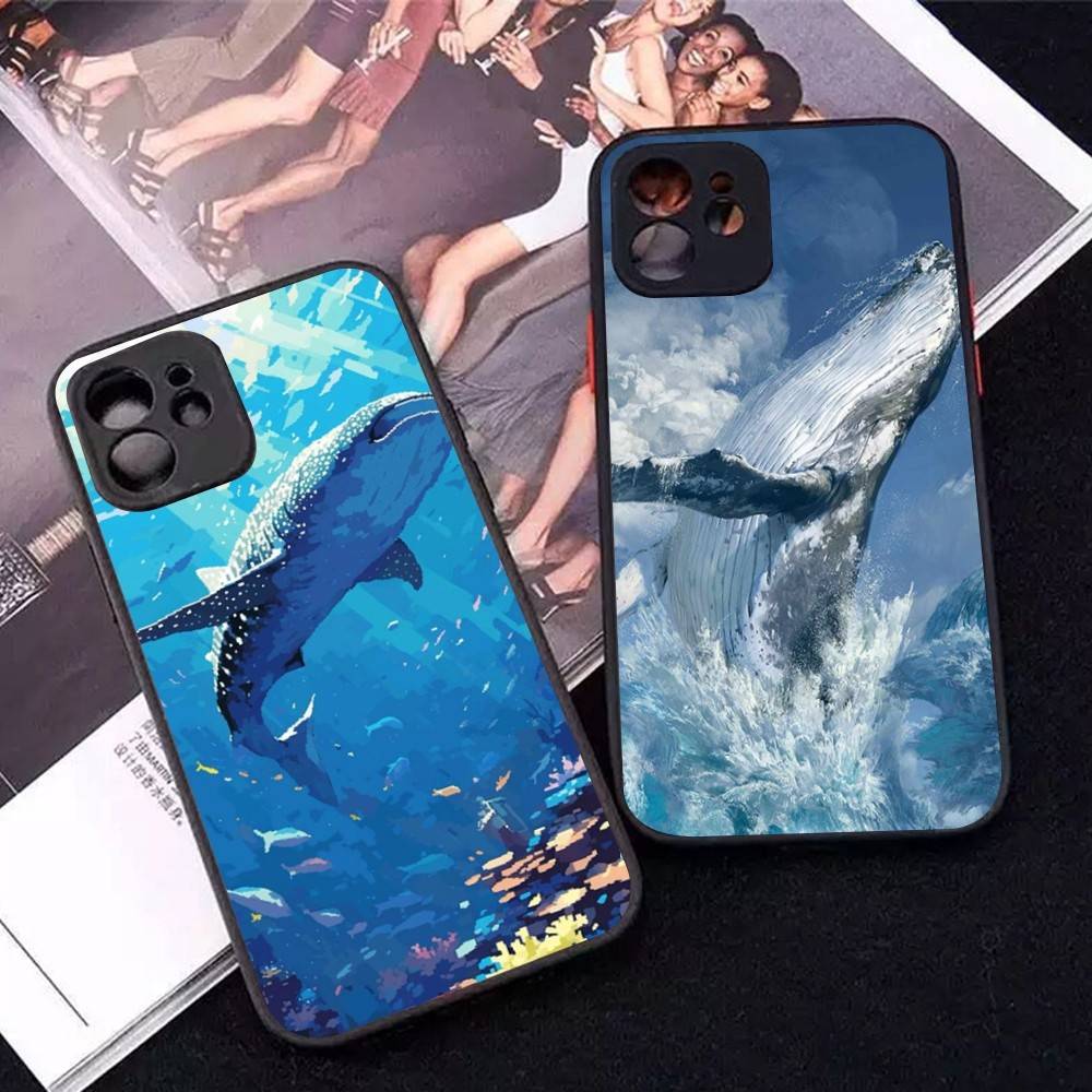 Classic Marine Animal Whale Phone Case For IPhone 14 11 12 13 Mini Pro Max 8 7 Plus X XR XS MAX Translucent Matte Cover