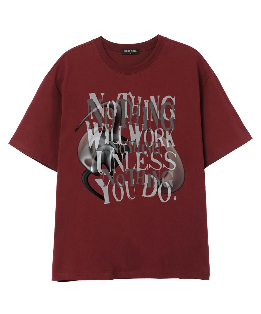SHIRTER Ничто Не Сработает Оверсайз Футболка с Коротким Рукавом (Ss026) Бургундия