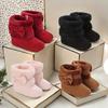 Cute Bowknot Comfortable Boots for Baby Girls Soft Warm Plus Fleece Boots for Indoor Walking