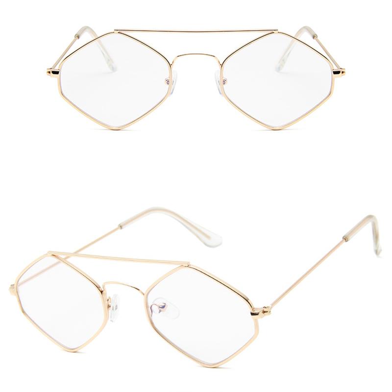 Очки с двойным лучом, модные океанские очки, полигональные унисекс-солнцезащитные очки, металлические, женские, мужские, дикие ретро-солнцезащитные очки с бриллиантами