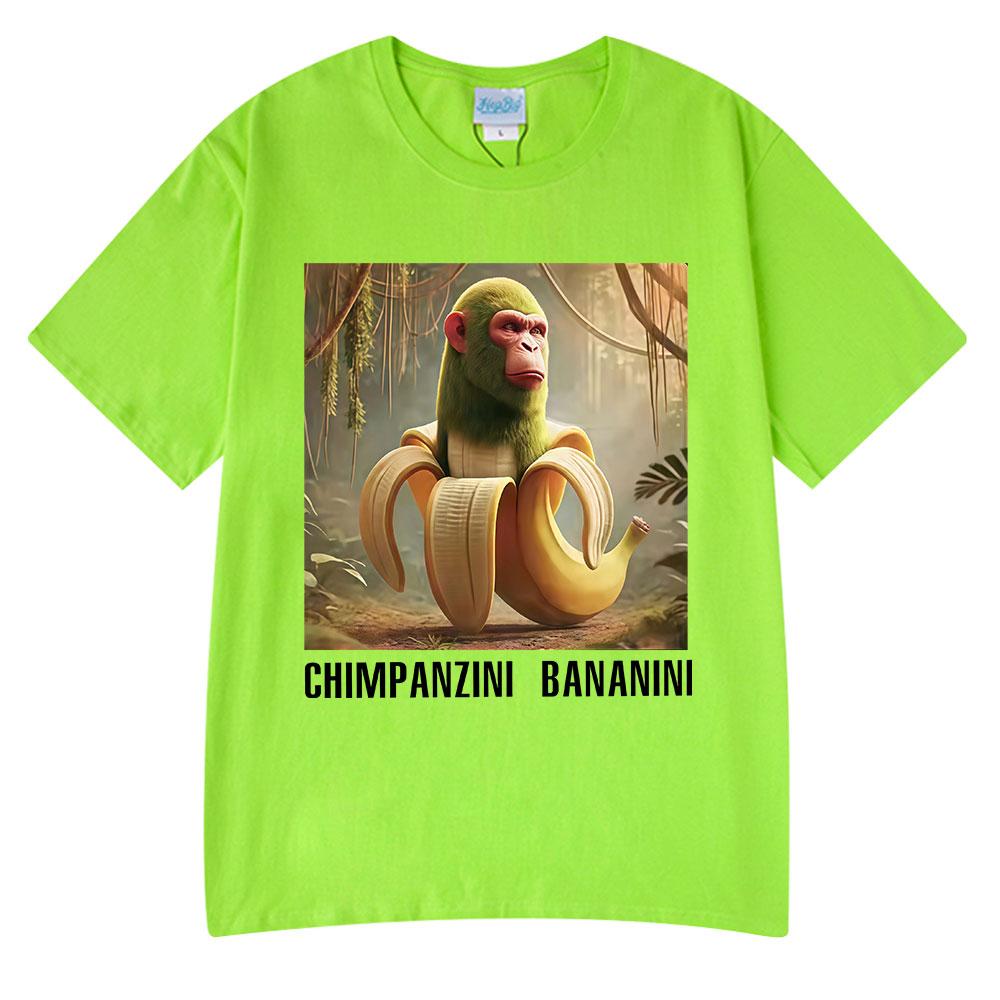 Chimpanzini Bananini Funny Italian Brainrot Meme Tshirt Unisex Women Clothing Fashion T Shirts Summer Cotton ONeck Tshirts Tops