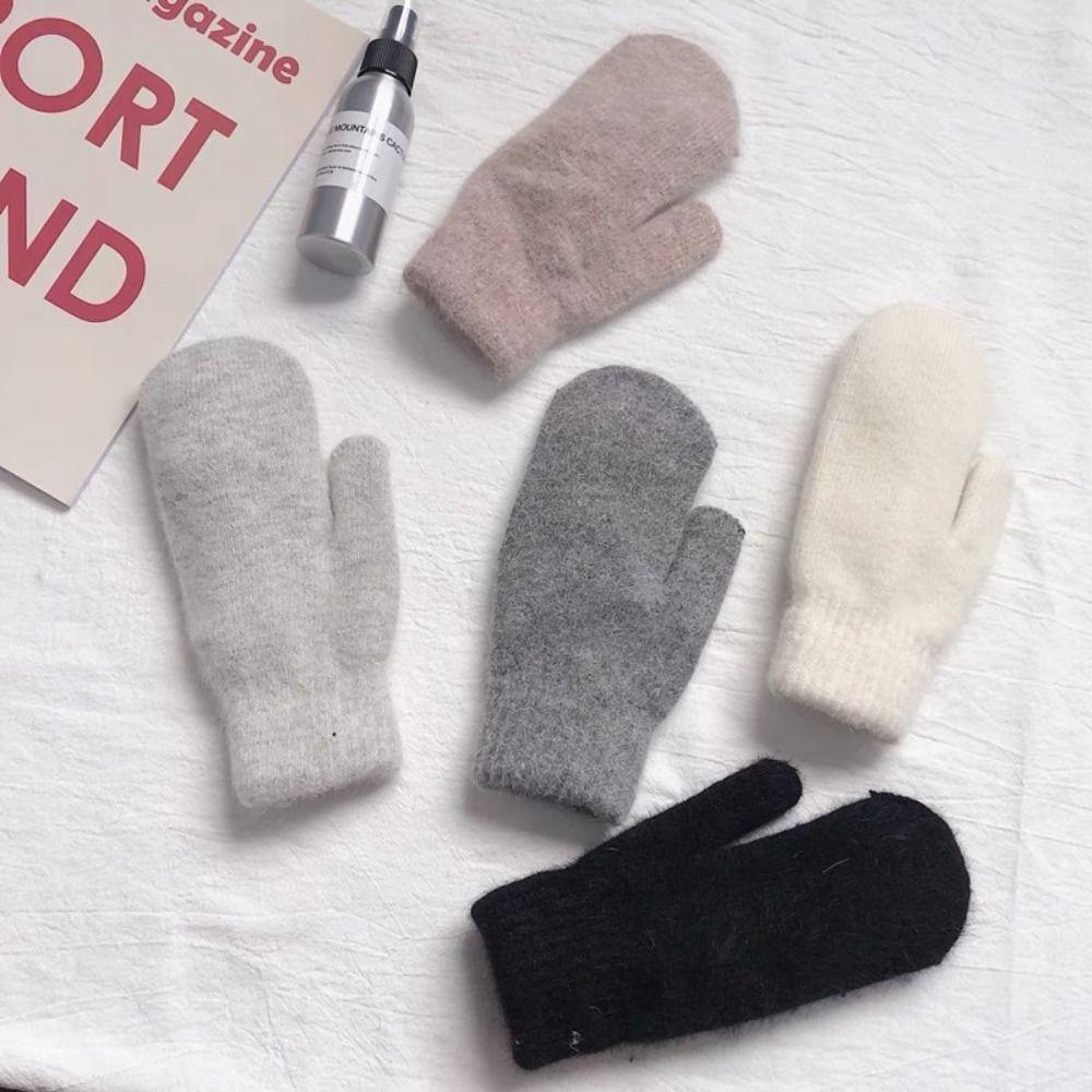 Student Winter And Autumn Full Fingers Gloves Korean Style Mittens Unisex Gloves Rabbit Fur Gloves