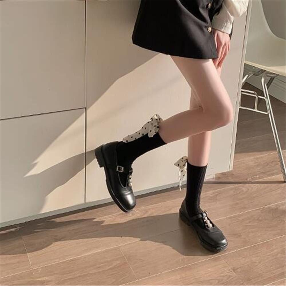 Breathable Ballet Socks Harajuku Street Bow Dots Socks New Lolita Socks  Spring Summer