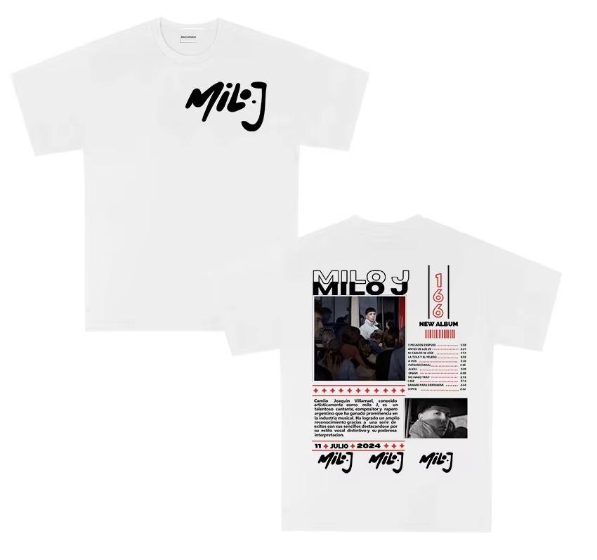 Rapper Milo J 166 Tour 2026 Album T Shi6rts Men Retro High Quality Short Sleeve Tshirts Oversized Tee Cotton TShirt Streetwear