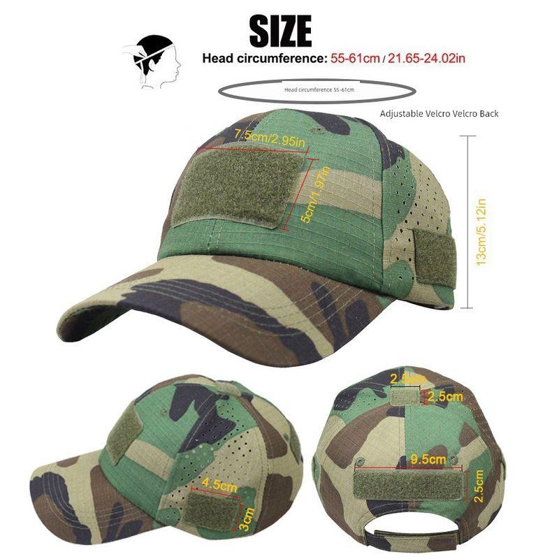 Outdoor Tactical Baseball Cap Men's Summer Camouflage Brim Hat Mountaineering Sun Protection Fishing Hat Velcro Mesh Hat