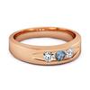 London Blue Topaz Three Stone Band Ring - 925 Sterling Silver Rose Gold Vermeil