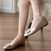 Fashion Inside Heightened Flat Shoes Summer New Square Toe Shallow Mouth Crystal Square Buckle Soft Sole Soft Leather Single Shoes