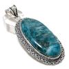 Neon Blue Apatite Handmade 925 Sterling Silver Jewelry Pendant 2.88" D8r24