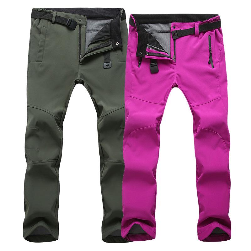 Men's and Women's Windproof Softshell Fleece Pants for Skiing, Mountaineering, and Outdoor Sports - Slim Fit, Plus Size, Autumn/Winter.