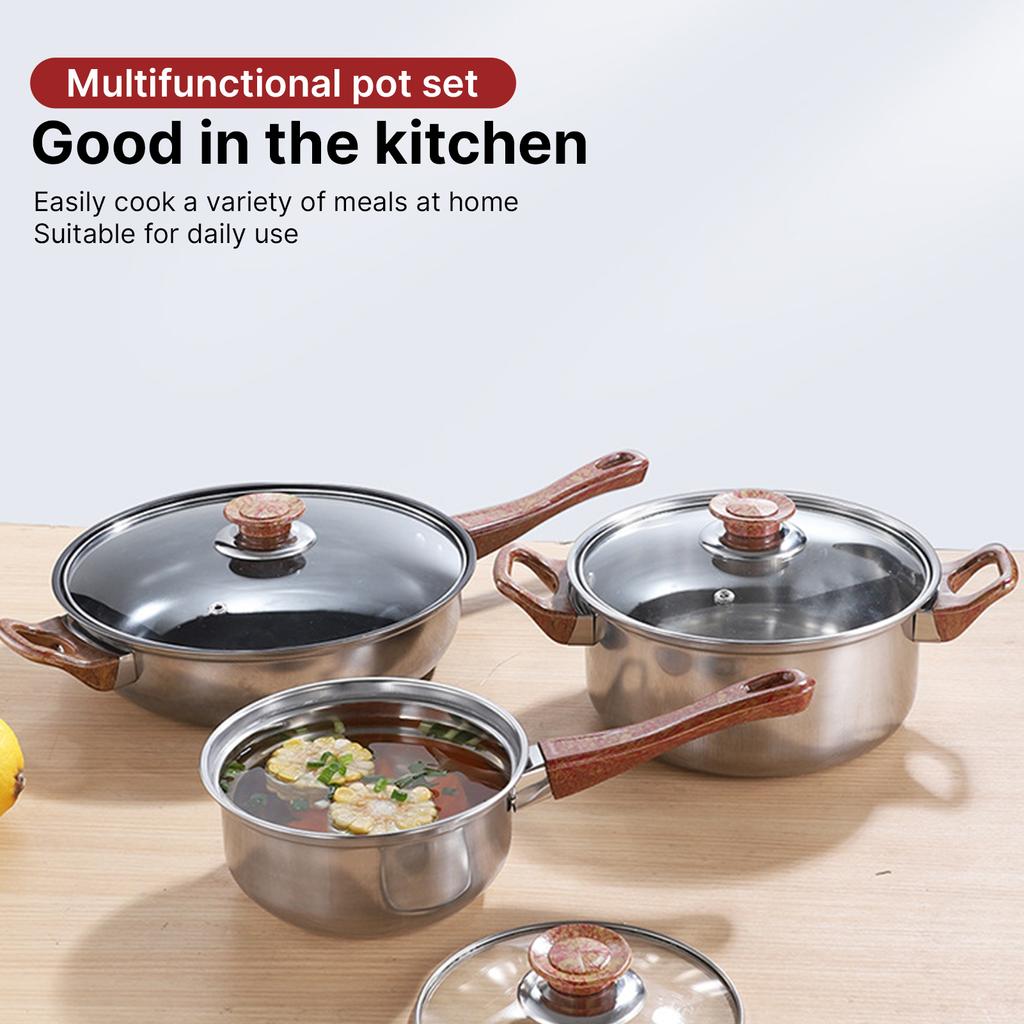 Набор из 12 кастрюль и сковородок с чайником 3 л, антипригарным покрытием, кухонные кастрюли из нержавеющей стали для индукционной плиты