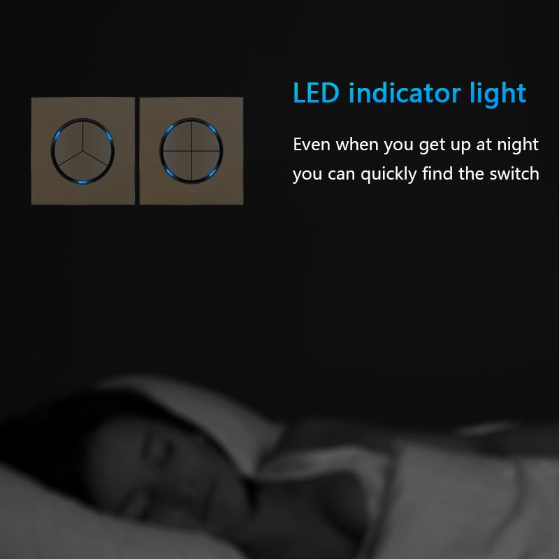 86 тип 1 2 3 4-клавишный 12-позиционный светодиодный индикаторный выключатель из алюминиевого сплава, универсальная роскошная настенная двойная розетка ЕС Франция Великобритания