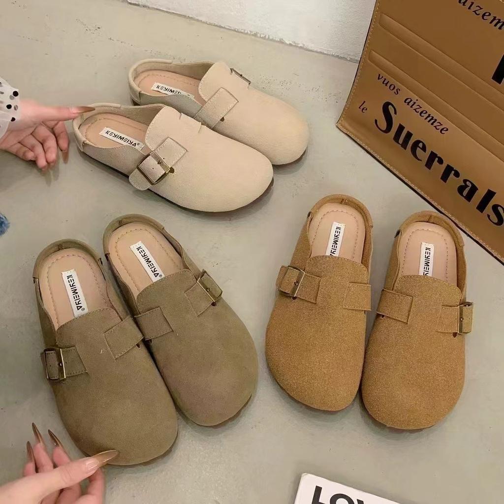 Баотоу крутые тапочки женские носят 2025 новые интернет-знаменитости Birkencool тапочки девичье сердце мягкая подошва половина тапочек