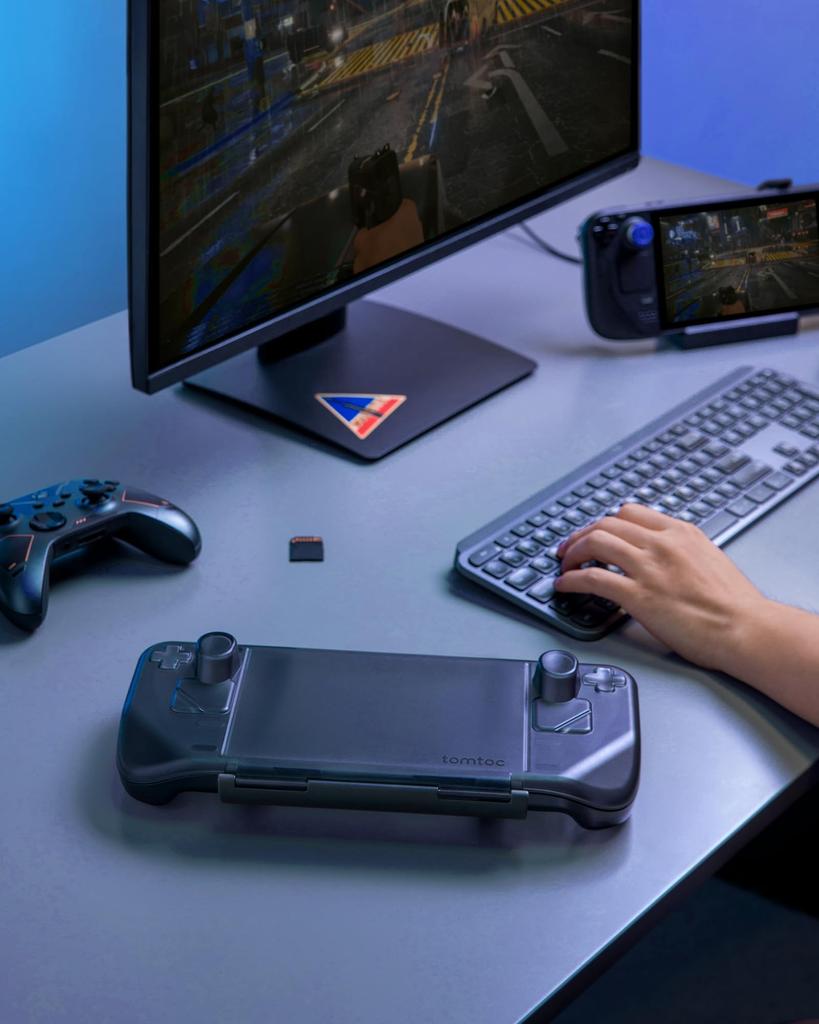 Совместимая модель Steam Deck OLED Защитный чехол Tomtoc Steam Deck Жесткий чехол для хранения Протестированный на падение Чехол для переноски Пылезащитный, влагозащищенный Зарядка USB Type C
