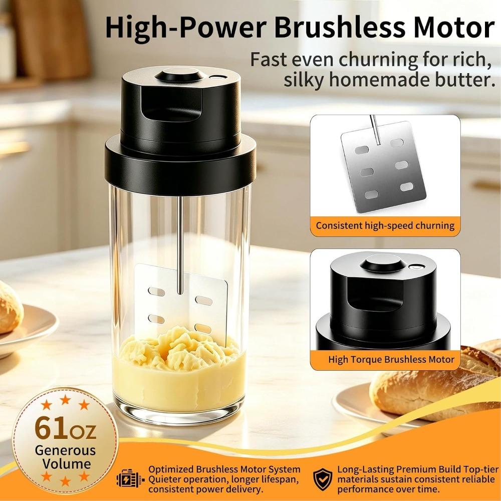 Black Electric Butter Churn Stainless Steel Liner Electric Cream Mixer Kitchen Cooking
