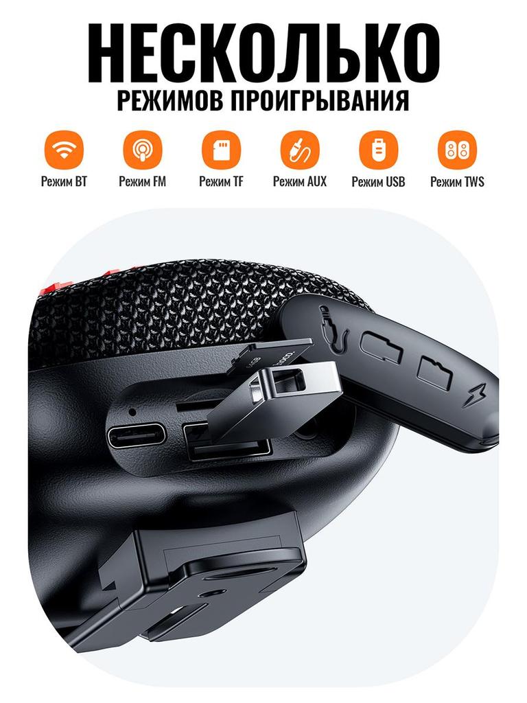Hoco HC35 Bluetooth 5.4 Динамик (Голубовато-черный): Водонепроницаемость IPX4, Крепление на велосипед, 5 Вт Hi-Fi звук и 6 режимов воспроизведения для улицы/спорта