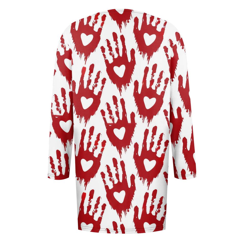 Женский модный повседневный кардиган средней длины с принтом на Хэллоуин, куртка, пальто