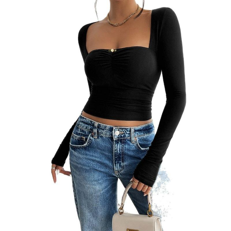 Женский спортивный топ с квадратным вырезом и запахом на весну и лето