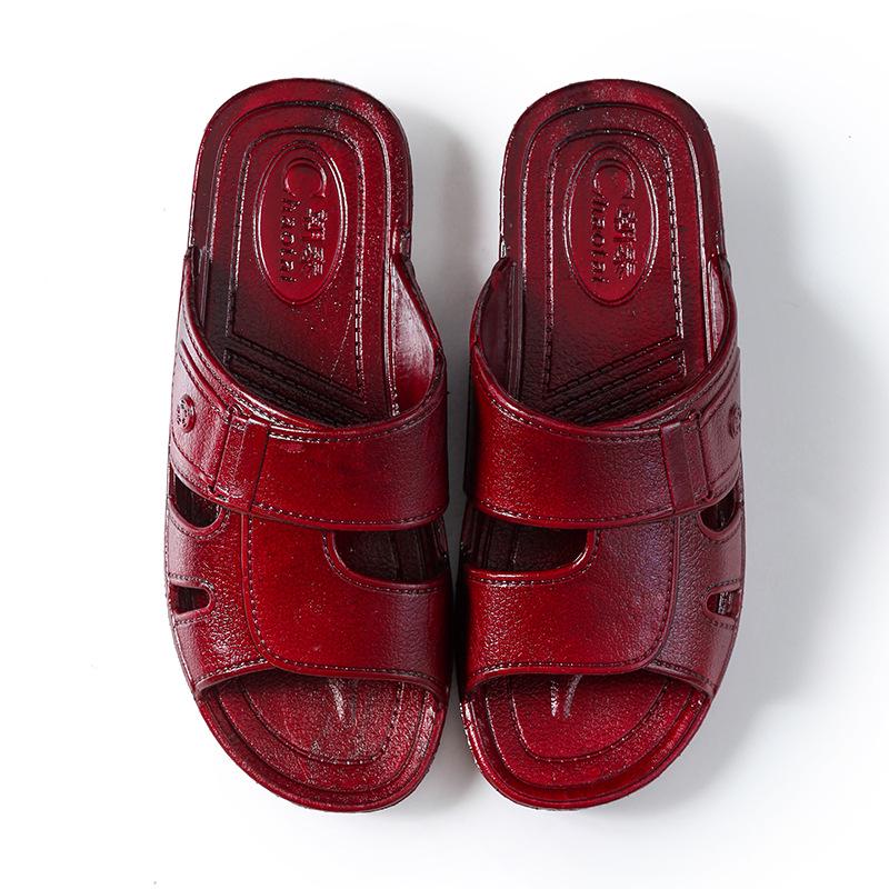 Красные повседневные пляжные тапочки из ПВХ с открытым носком в Корейском стиле: Удобные, модные шлепанцы для взрослых