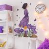 Креативная девушка в фиолетовом наряде с фиолетовыми цветами и бабочками Наклейки для украшения и облагораживания стен дома