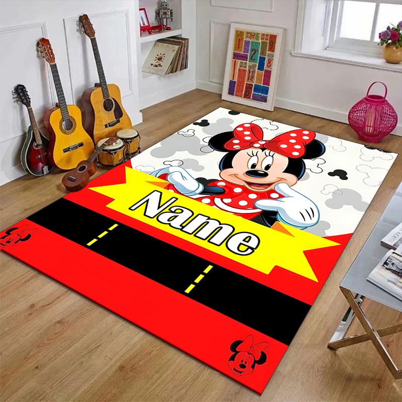 Custom Minnie Mat Personalized Name, Polyester Washable Indoor Entryway Rug, Gift for Christmas, Easter, Thanksgiving Day