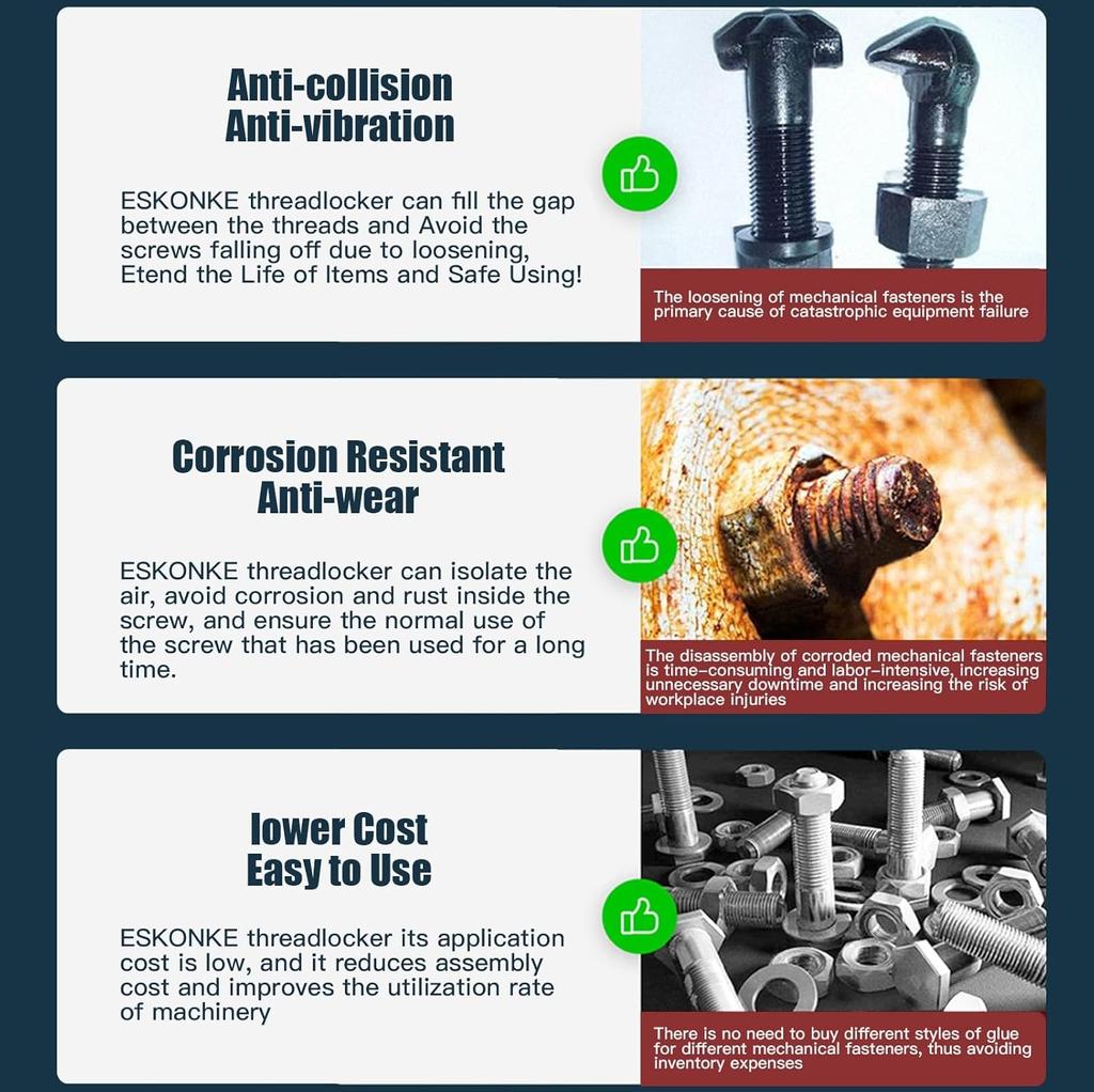 Фиксатор резьбы 243 средней прочности, герметичный фиксатор, 10 мл, съемный фиксатор резьбы для инертных металлов, винтовой агент