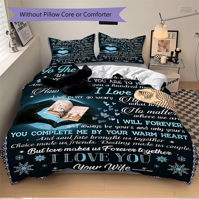 3pcs Love Declaration Duvet Cover Set, Cover For Bedroom Guest Room (1 Duvet Cover + 2 Pillowcase, Without Quilt), yy250922238