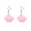 Stylish Pink Resin Earrings Set With White Cloud Duck And Dice Design For Women