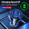 66W Display Voltage Car Charger 4 Ports USB Fast Charging Quick Charge 3.0 USB Cigarette Lighter Plug For iPhone Xiaomi Huawei