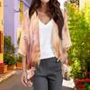 Ladies Fashion Loose Casual Print Beach Holiday   Sleeve Chiffon Cardigan
