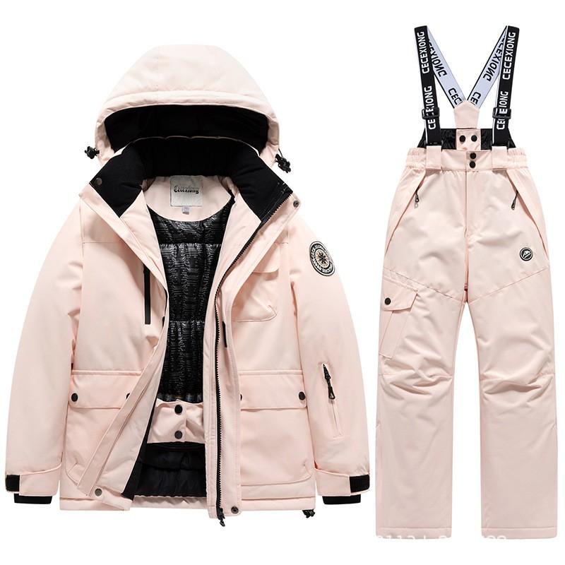 Kids Ski Suit Set Winter Waterproof Windproof Thermal Snowsuit Boys Girls 6-16 Years Outdoor Snow Travel