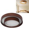 LED Ceiling Light Fixture Walnut Wood Grain Flush Mount Round Remote Control Light 3 Color Changeabl