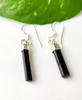Natural Raw Black Tourmaline Gemstone 925 Sterling Silver Earring, Gift Earring