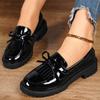 New Women's Patent Leather Loafers - Bow Decoration Fashion Hundreds of Non-slip Shock-absorbing Comfortable Leisure Flat Shoes
