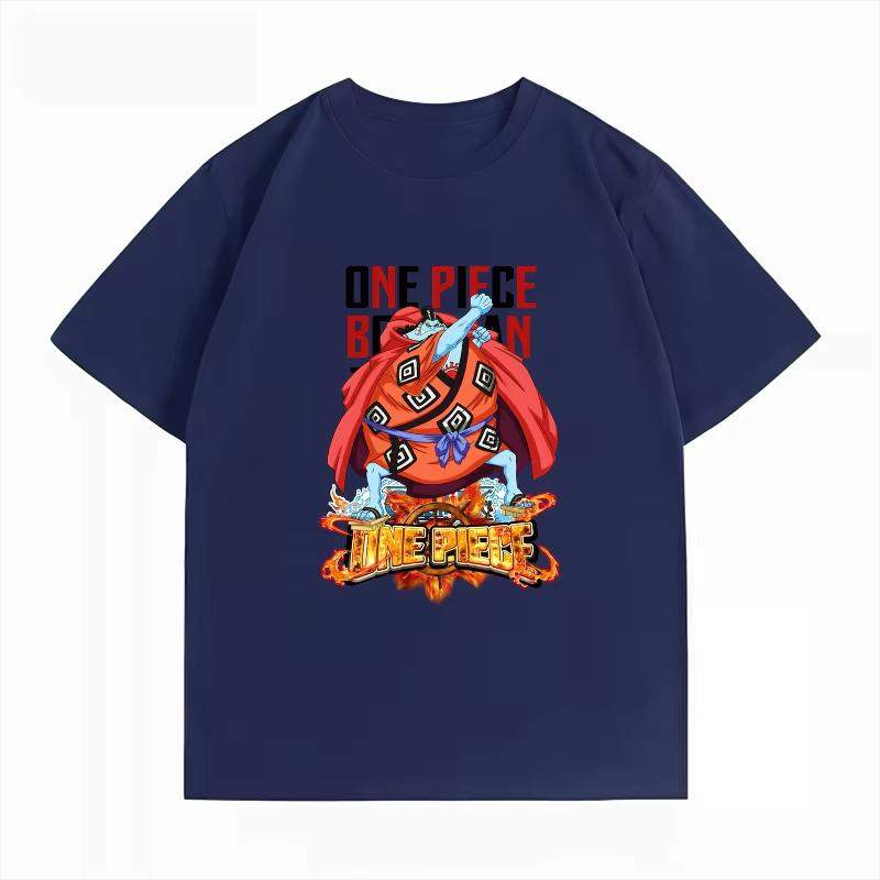 One Piece Men's Loose Crew Neck Summer Short‑Sleeve T‑Shirt With Jinbe Anime Graphic Casual Top T-shirt
