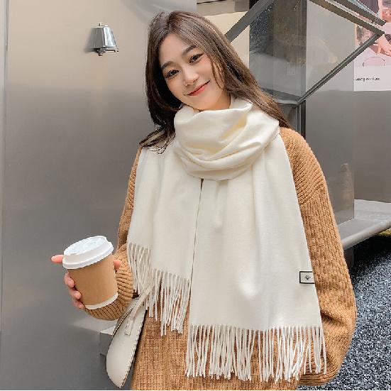 Women'S Thick Warm Solid Color Scarf Autumn And Winter New Style Cashmere Scarf Versatile Wool Scarf