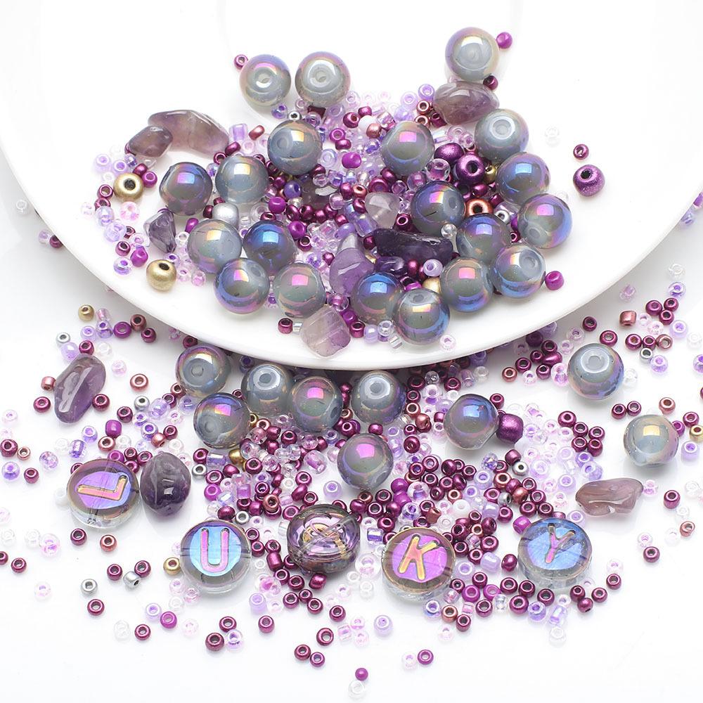 LUCKY буква круглая бусина просо бусина стеклянный хрустальный бусина комбинация набор DIY цепочка для мобильного телефона бижутерия бисерный материал сумка