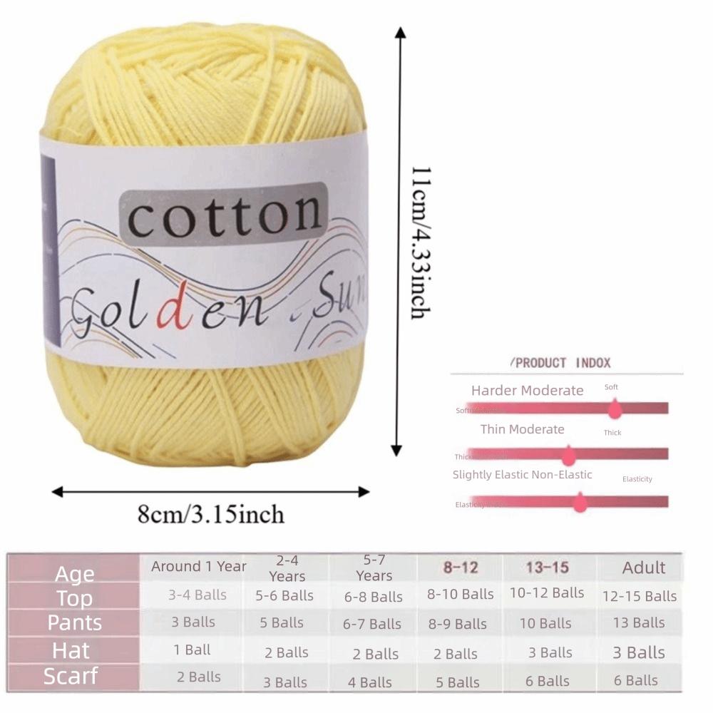 Anti-Pilling Cotton Yarn Medium-Thin Crochet Yarn Premium Hand Knitting Yarn Crocheting Hats