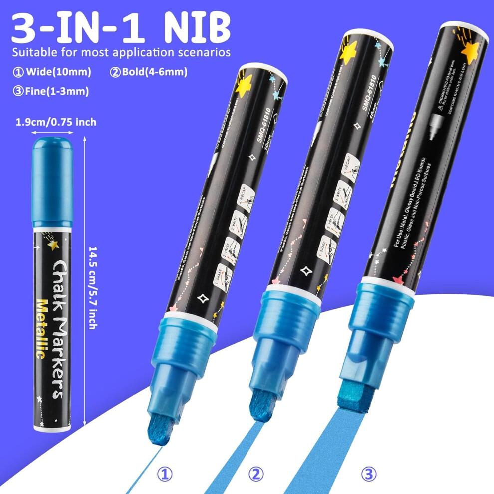 8PCS Metallic Liquid Chalk Markers, Jumbo Neon Glass Markers for Chalkboard, Window, Menu & Poster – Compatible with Bistro Boards